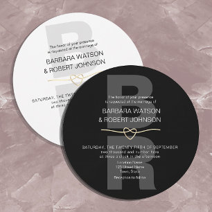 Convites Casamento Único, Negro e Branco