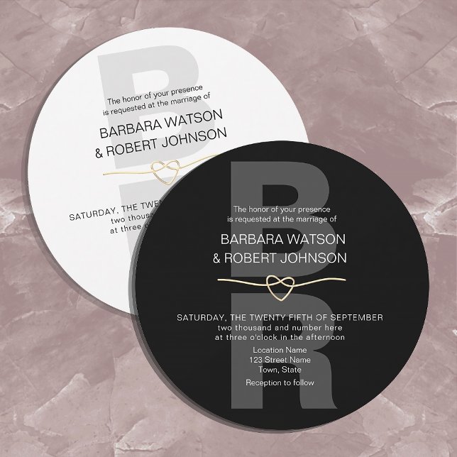 Convites Casamento Único, Negro e Branco (Criador carregado)