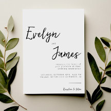 Casamento Único Negro e Branco Minimalista