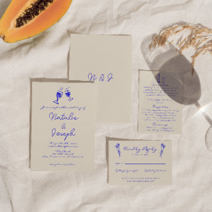 Convites Casamento Único Retrô De Diversão Escrito À Mão