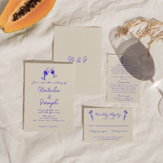 Convites Casamento Único Retrô De Diversão Escrito À Mão (Criador carregado)