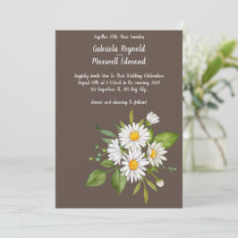 Convites Casamento Único Russo de Margarida Branca Floral