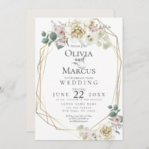 Convites Casamento   Vanilla Watercolor Peony Flowers