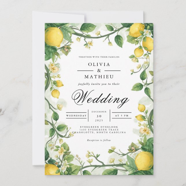 Convites Casamento Verdant Citrus Bloom Arch (Frente)
