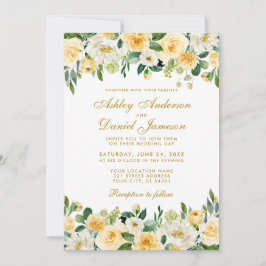 Convites Casamento Verde Amarelo Dourado Elegante Watercolo