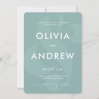 Convites Casamento Verde Ampersand Pastel Seafoam