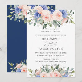 Convites Casamento Verde Azul-Rosa-Rosa Russo