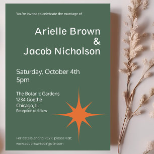 Convites Casamento Verde-Azul-Vintage Moderno e Creme