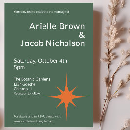 Convites Casamento Verde-Azul-Vintage Moderno e Creme