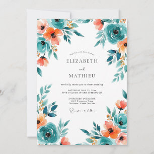 Convites Casamento Verde-azulado e Exuberante de Primavera