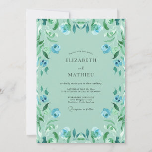 Convites Casamento Verde-azulado Hortelã