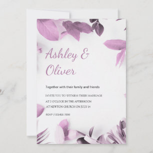 Convites Casamento Verde Branca de Folhas Rosa Simples
