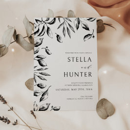 Convites Casamento Verde Branco e Negro Vitoriano Moderno