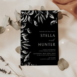 Convites Casamento Verde Branco e Negro Vitoriano Moderno