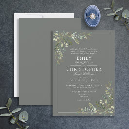 Convites Casamento Verde Clássico Eucalyptus Botânico