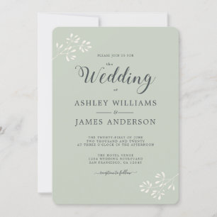 Convites Casamento Verde com a Folhagem de Marfim e Pastel