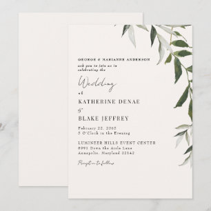 Convites Casamento Verde com Champanhe Claro