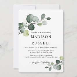 Convites Casamento Verde com Eucalipto Dourado