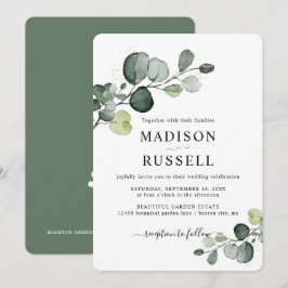 Convites Casamento Verde com Eucalipto Dourado
