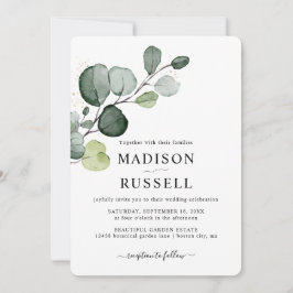 Convites Casamento Verde com Eucalipto Dourado