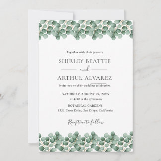 Convites Casamento Verde com Eucalipto Elegante