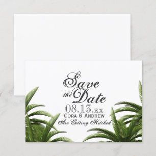 Convites Casamento Verde com Palmeira Tropical Salve o Dia
