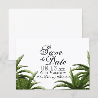Convites Casamento Verde com Palmeira Tropical Salve o Dia