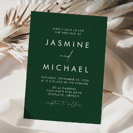 Convites Casamento Verde com Roteiro Minimalista Moderno