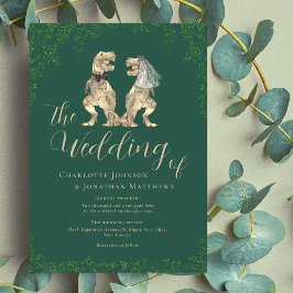 Convites Casamento Verde com Tema de Dinossauro