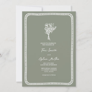 Convites Casamento Verde Da buquê Blush Sage