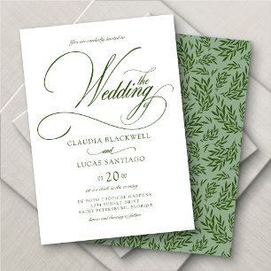 Convites Casamento Verde da Caligrafia Botânica