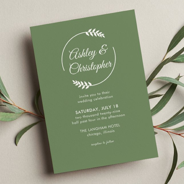 Convites Casamento Verde da Camouflage com Frame Foliage Mo (Criador carregado)