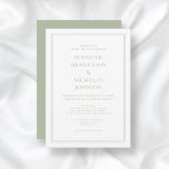 Convites Casamento Verde da Elegante Sage<br><div class="desc">Elegante Convite Formal Sage Green. Um elegante e clássico cheio de nomes de sábio, verde e branco, modelo de convite para casamento para personalizá-lo com seus próprios detalhes pessoais de casamento. Um design simples, mas elegante, para uma celebração clássica de casamento de Maggie B Design Studio. A papelaria de casamento...</div>