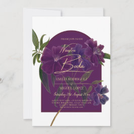 Convites Casamento Verde da Floresta Floral de Plum Purple