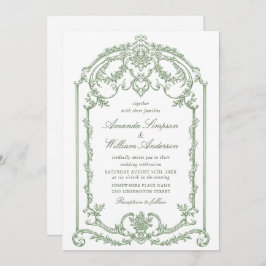 Convites Casamento Verde da Ornamentado Vitoriana Grace Flo