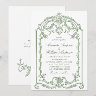 Convites Casamento Verde da Ornamentado Vitoriana Grace Flo