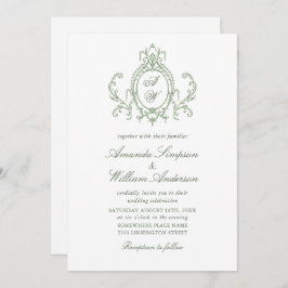 Convites Casamento Verde da Ornamentado Vitoriana Grace Flo