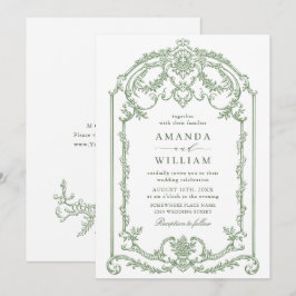 Convites Casamento Verde da Ornamentado Vitoriana Grace Flo