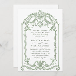Convites Casamento Verde da Ornamentado Vitoriana Grace Flo