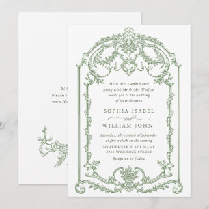 Convites Casamento Verde da Ornamentado Vitoriana Grace Flo