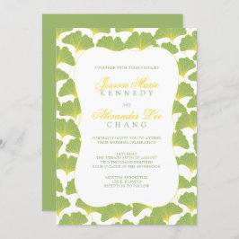 Convites Casamento verde da Primavera de Árvore Gingko 2