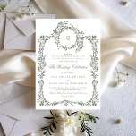 Convites Casamento Verde da Terra do Monograma<br><div class="desc">tradicional sábio verde & branco monograma clássico de moldura botânica formal wreath design ___________________________ ***este design é parte de uma coleção*** Experimente o charme da elegância do eterno com a minha coleção de casamentos clássicos e elegantes do Monograma tradicional. Esta coleção apresenta designs monogramas personalizados com uma fenda e uma...</div>