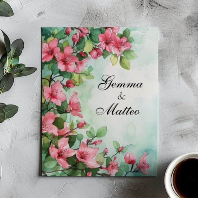 Convites Casamento Verde das Flores Rosa (Criador carregado)