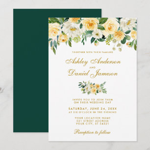 Convites Casamento Verde de Caçador Amarelo-Dourado