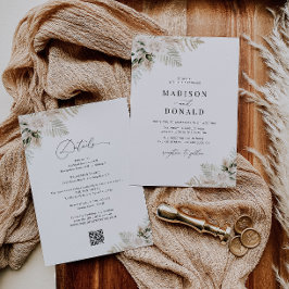 Convites Casamento verde de erva-pampas