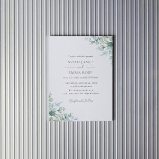 Convites Casamento Verde de Eucalipto Elegante