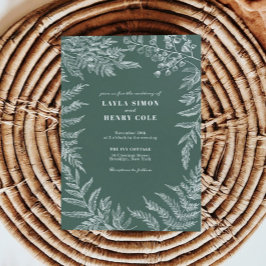 Convites Casamento Verde de Fern Leaf Botanical Sage