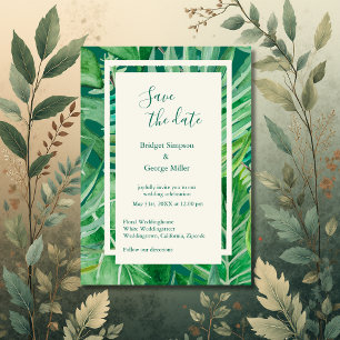 Convites Casamento verde de flor silvestre tropical seguro 