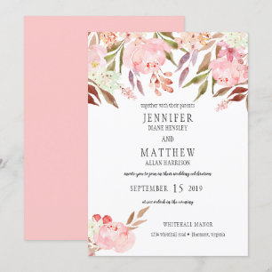 Convites Casamento verde de flores silvestres de amendoim r