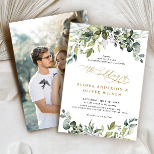 Convites Casamento verde de Foto Greenery Rustic Botanical 